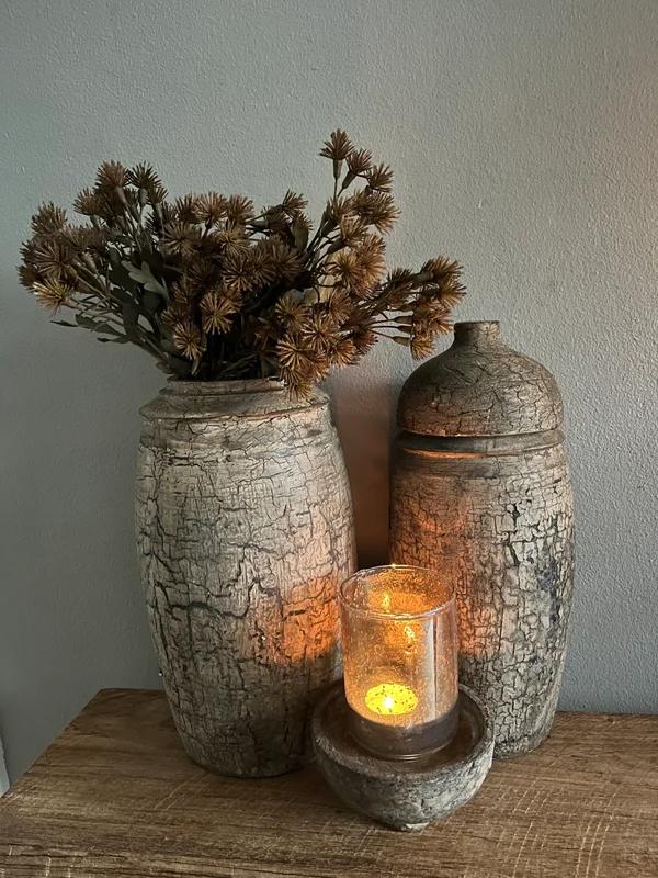 Houten craquele  potten, Overige materialen, Overige kleuren, Ophalen of Verzenden, Zo goed als nieuw