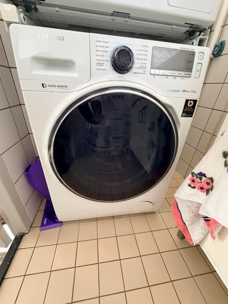 Samsung wasmachine (eco bubble) 9 kg, 8 tot 10 kg, Ophalen, Gebruikt, 90 tot 95 cm