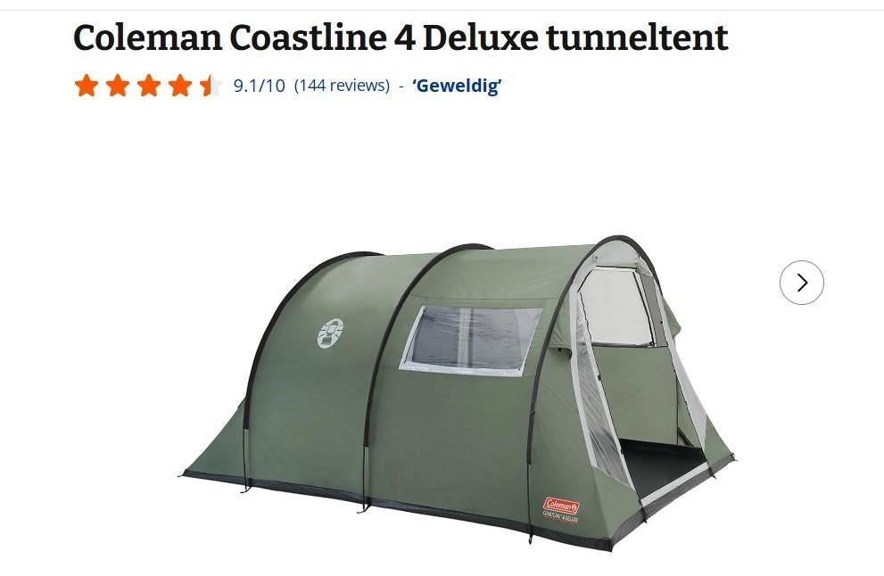 Coleman Coastliner 4 De Luxe + luifel, Ophalen, Zo goed als nieuw, Tot en met 4