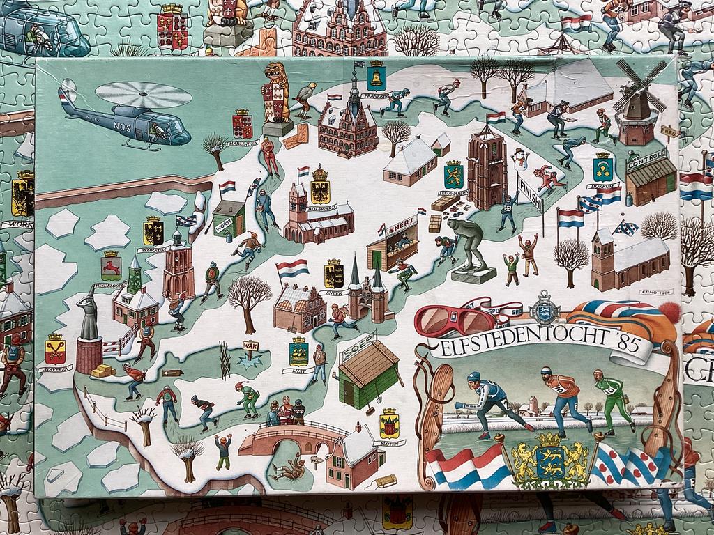 Elfstedentocht 1985 puzzel 750 stukjes compleet, Ophalen of Verzenden, 500 t/m 1500 stukjes, Zo goed als nieuw, Legpuzzel