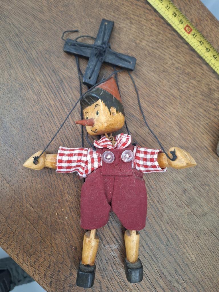 Vintage Pinokkio Houten Marionet Pop, Verzamelen, Poppen, Gebruikt, Pop, Ophalen of Verzenden