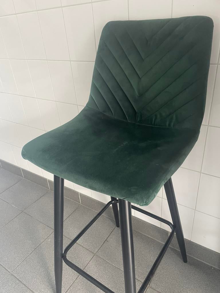 2 velvet groen barkrukken, Gebruikt, Twee, Overige kleuren, Ophalen of Verzenden