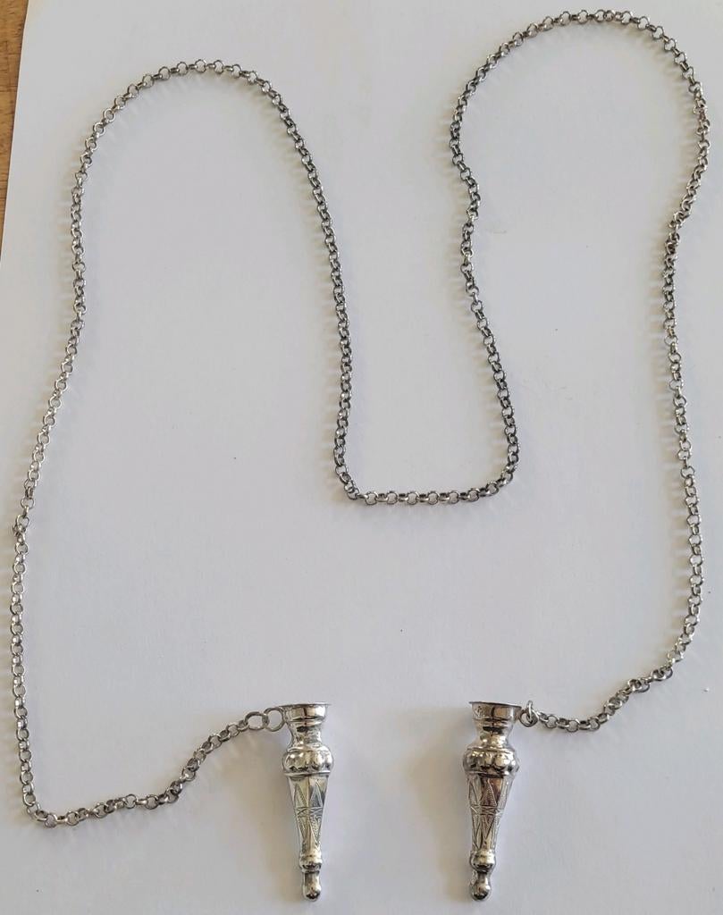 19e eeuws zilveren breipendoppen, Ophalen of Verzenden, Zilver