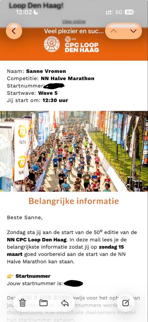 Cpc halve marathon startbewijs wave 5, Eén persoon, Maart