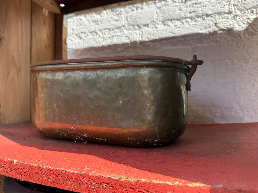 Oude koperen bloempot of schaal, Antiek en Kunst, Antiek | Koper en Brons, Koper, Verzenden