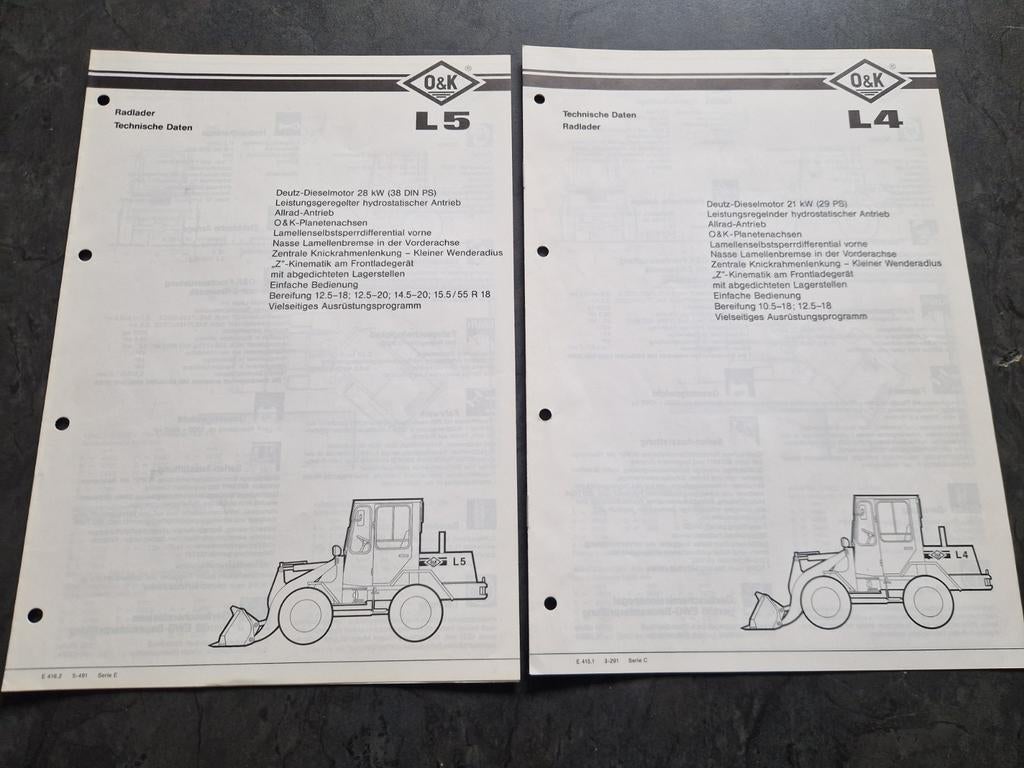 O&K L4 L5 Radlader Technische Daten Catalogus, Ophalen of Verzenden, Gelezen, O&K Baumaschinen, Catalogus