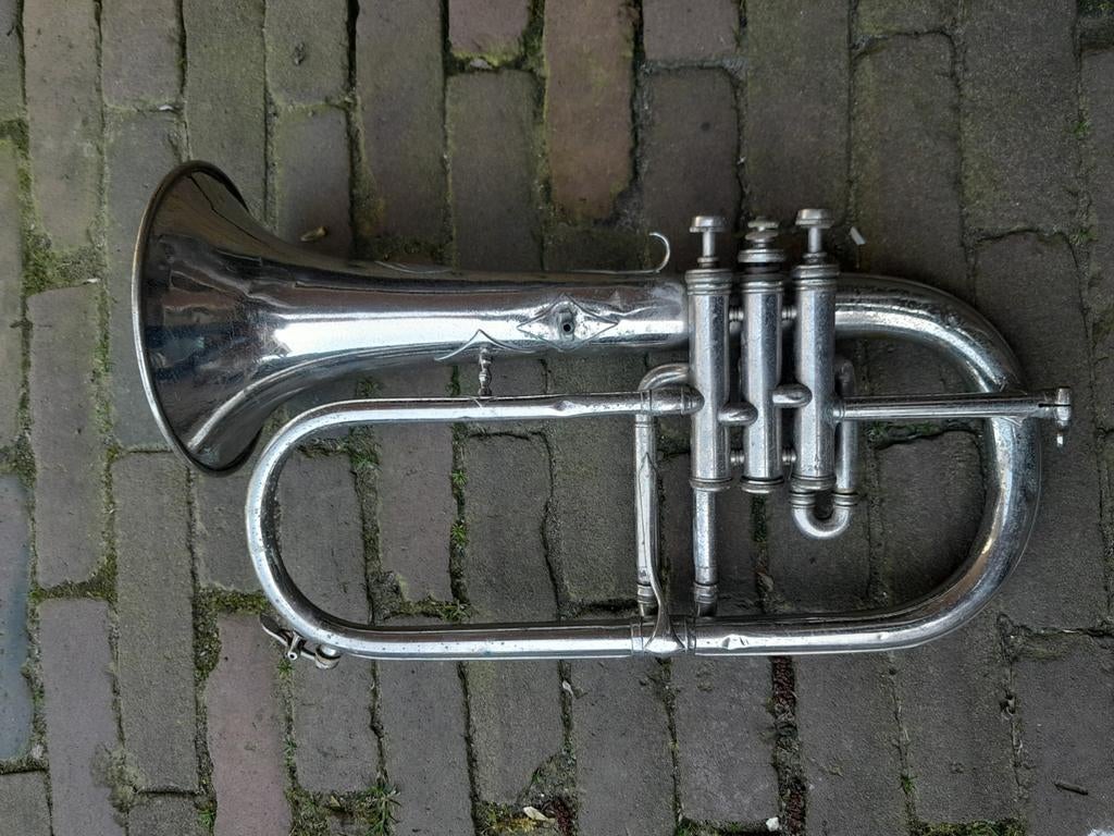 Retro Vintage Bugel Solist van D. Ansingh Zwolle., Ophalen of Verzenden, Gebruikt, Bes-trompet
