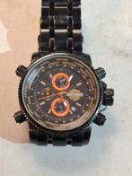Harley-Davidson horloge, zwart met oranje accenten, Overige merken, Gebruikt, Ophalen of Verzenden, Harley davidson