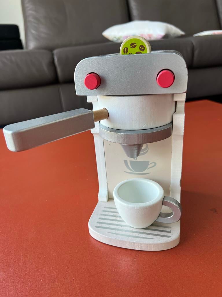 Houten koffiezetapparaat voor speelkeuken, Kinderen en Baby's, Speelgoed | Speelkeukens, Ophalen, Zo goed als nieuw, Hout, Speelkeuken-accessoire