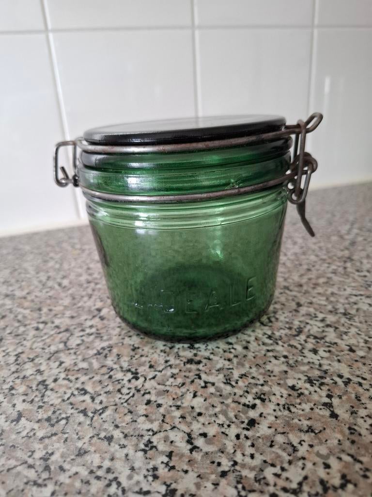 Antieke Franse Robuuste Groene Weckpot L'IDEALE, Ophalen of Verzenden