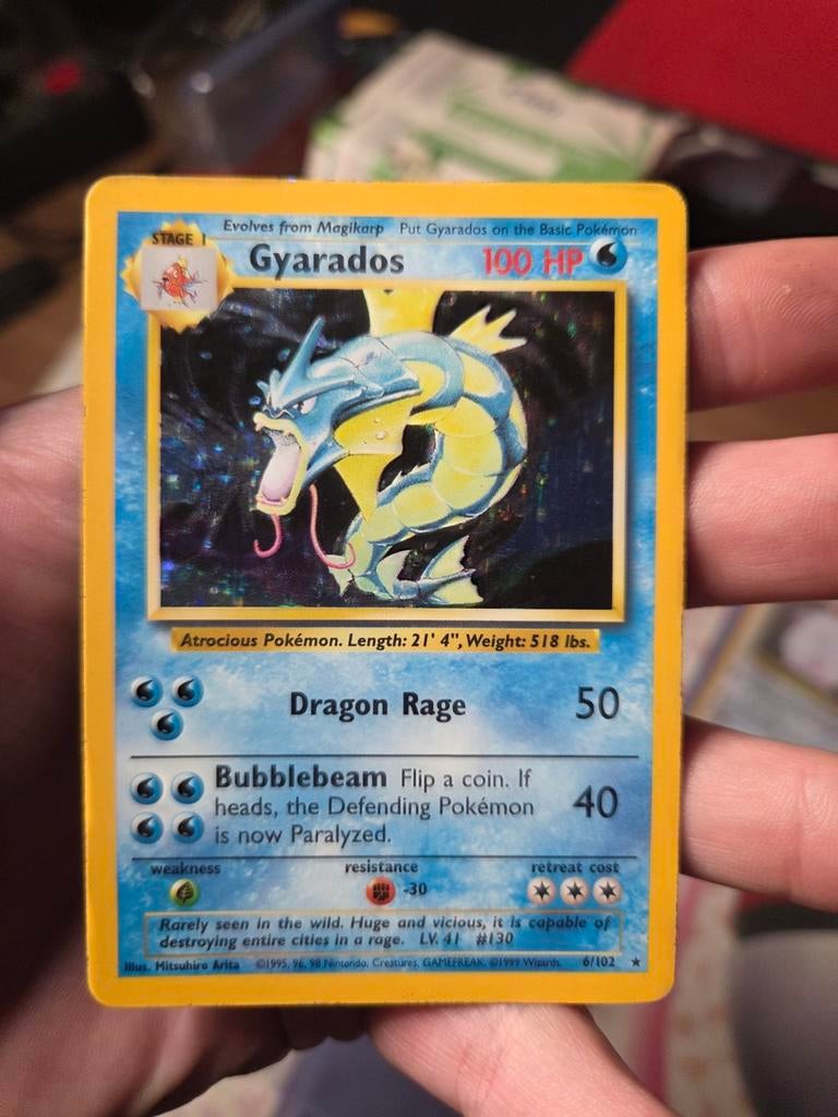 Gyrados 6/102 Holo Base Set 1999 Wotc Era Nr2, Ophalen of Verzenden, Zo goed als nieuw, Losse kaart, Foil