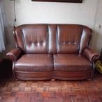 Vintage leren tweezitsbank, Ophalen, 150 tot 200 cm, Tweepersoons, 75 tot 100 cm