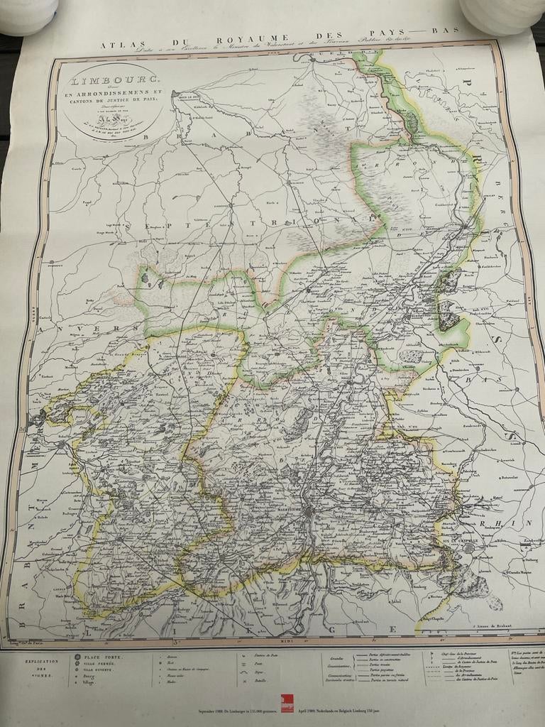 Oude landkaart van Limbourg, Boeken, Atlassen en Landkaarten, Gelezen, Overige gebieden, Ophalen of Verzenden, Landkaart