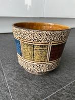 Retro vintage grote bloempot kleurvlakken jaren 60 aardewerk, Ophalen of Verzenden
