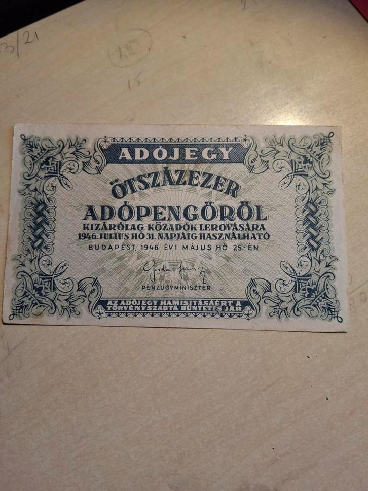 Hongaars biljet 500.000 Adópengő 1946, Postzegels en Munten, Bankbiljetten | Europa | Niet-Eurobiljetten, Ophalen of Verzenden