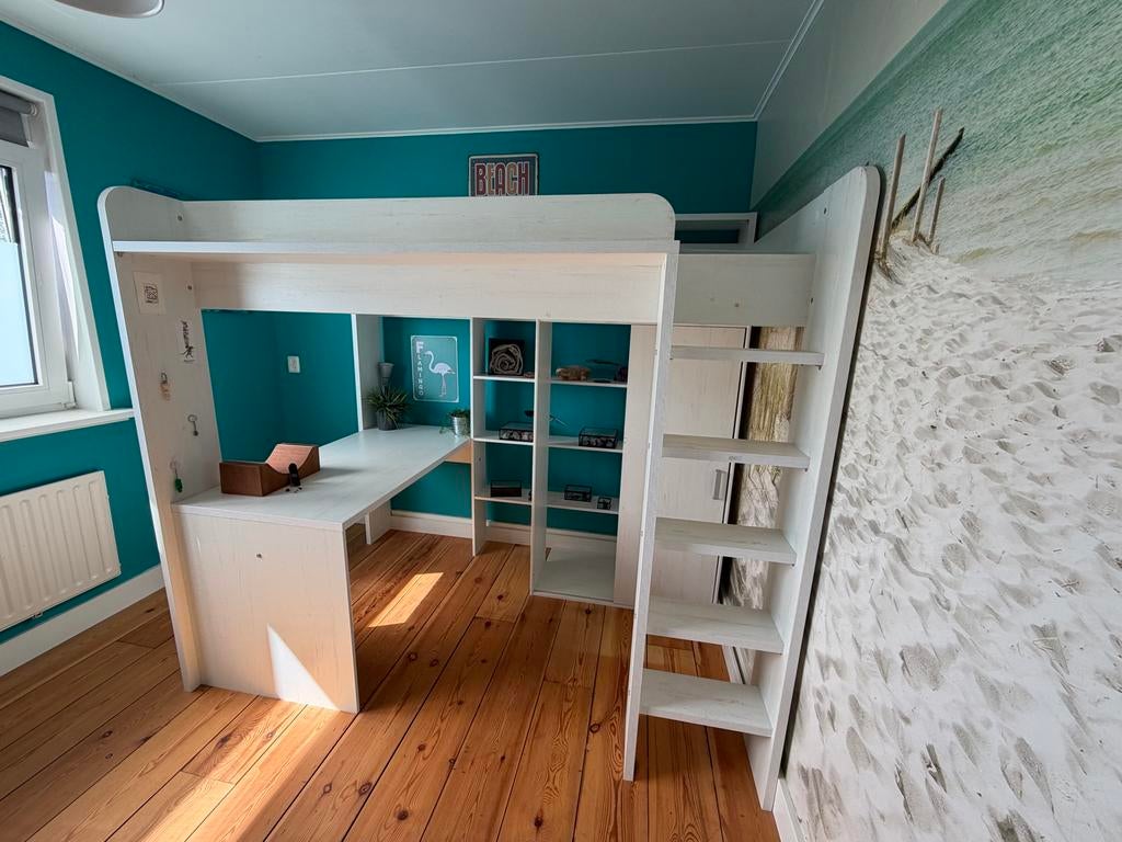 Hoogslaper met geïntegreerd bureau en kast, Ophalen, Zo goed als nieuw, Hoogslaper