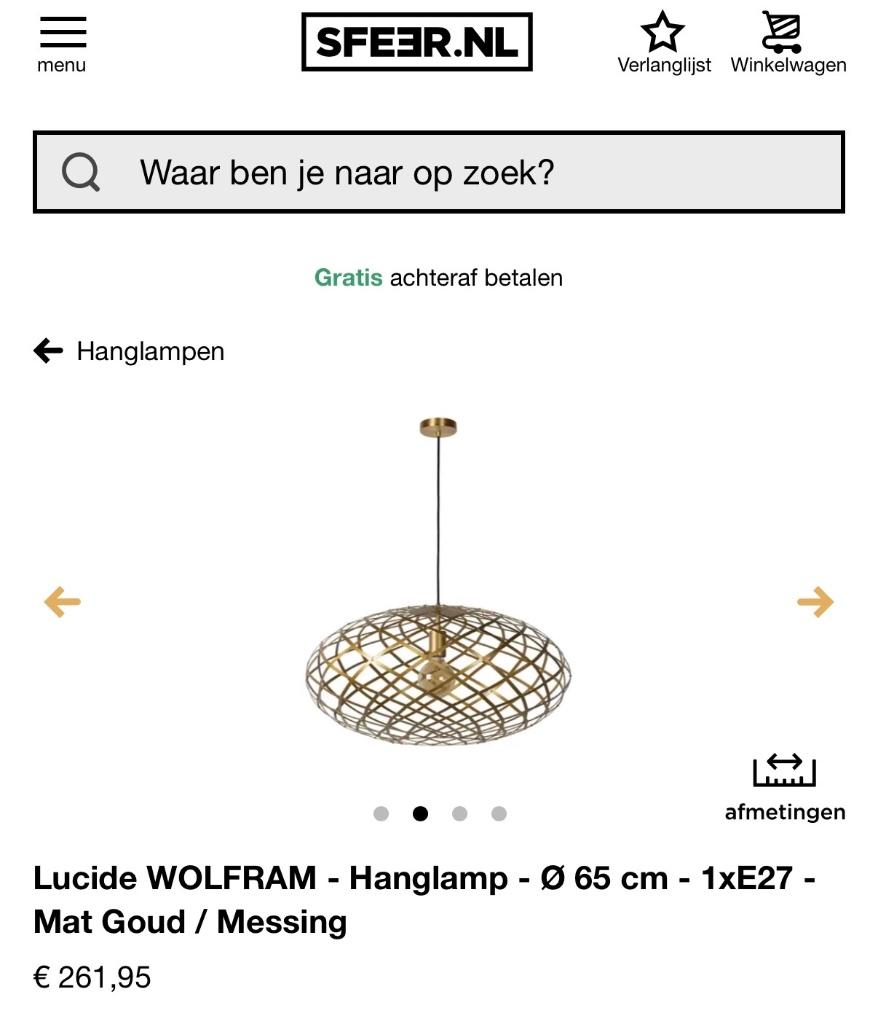 Hanglamp goud, Ophalen, Zo goed als nieuw, Metaal, 50 tot 75 cm