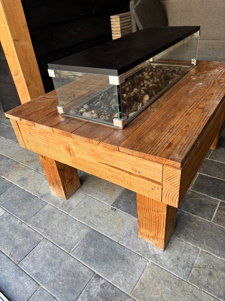 Mooie douglashouten vuurtafel, Ophalen of Verzenden, Zo goed als nieuw