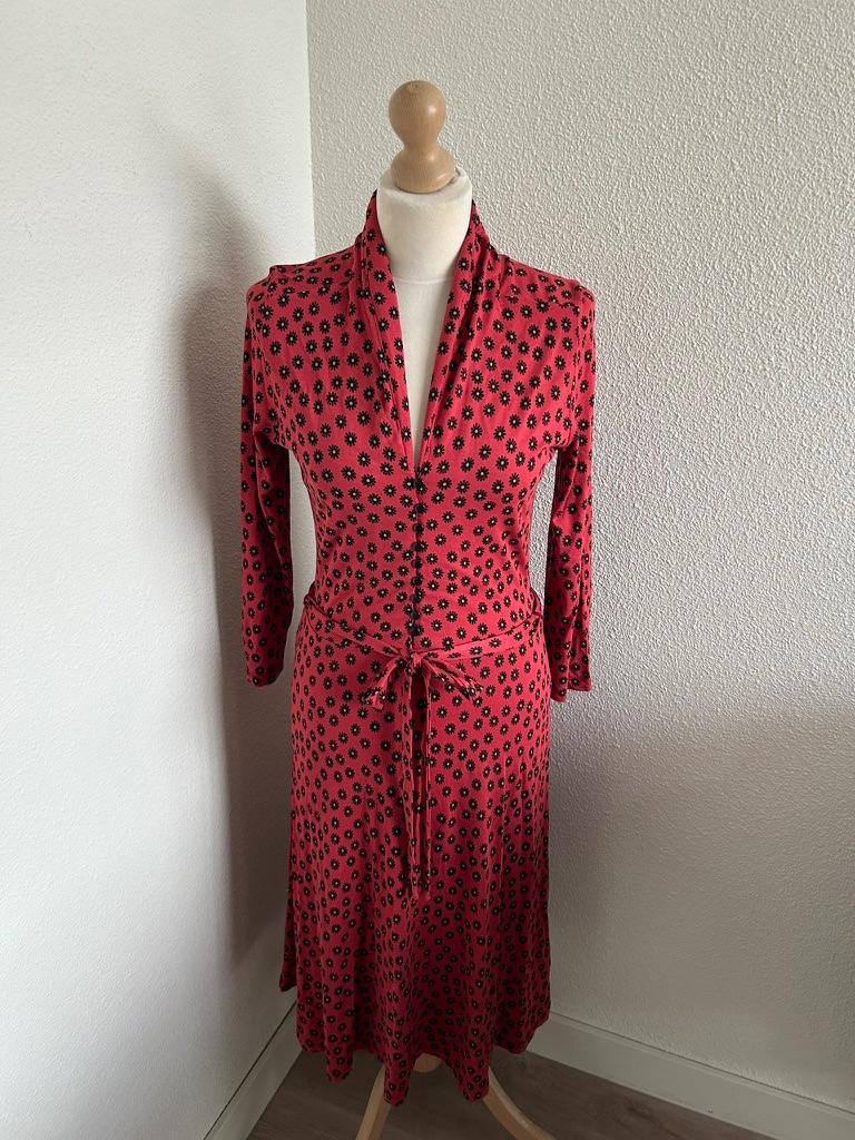 King Louie maat L rode bloemen Emmy jurk 2100, Maat 42/44 (L), Ophalen of Verzenden, Zo goed als nieuw, Knielengte