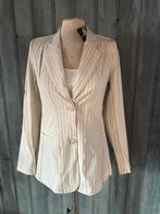 Mi Piace travelstof blazer kit-black pin stripe maat: S of M, Maat 38/40 (M), Beige, Nieuw, Ophalen of Verzenden
