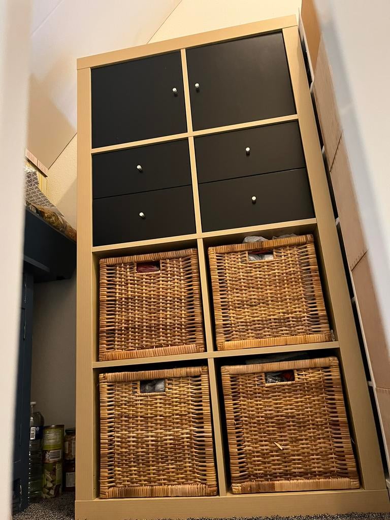 Kallax kast Ikea met deuren, laden en manden, Ophalen, Gebruikt