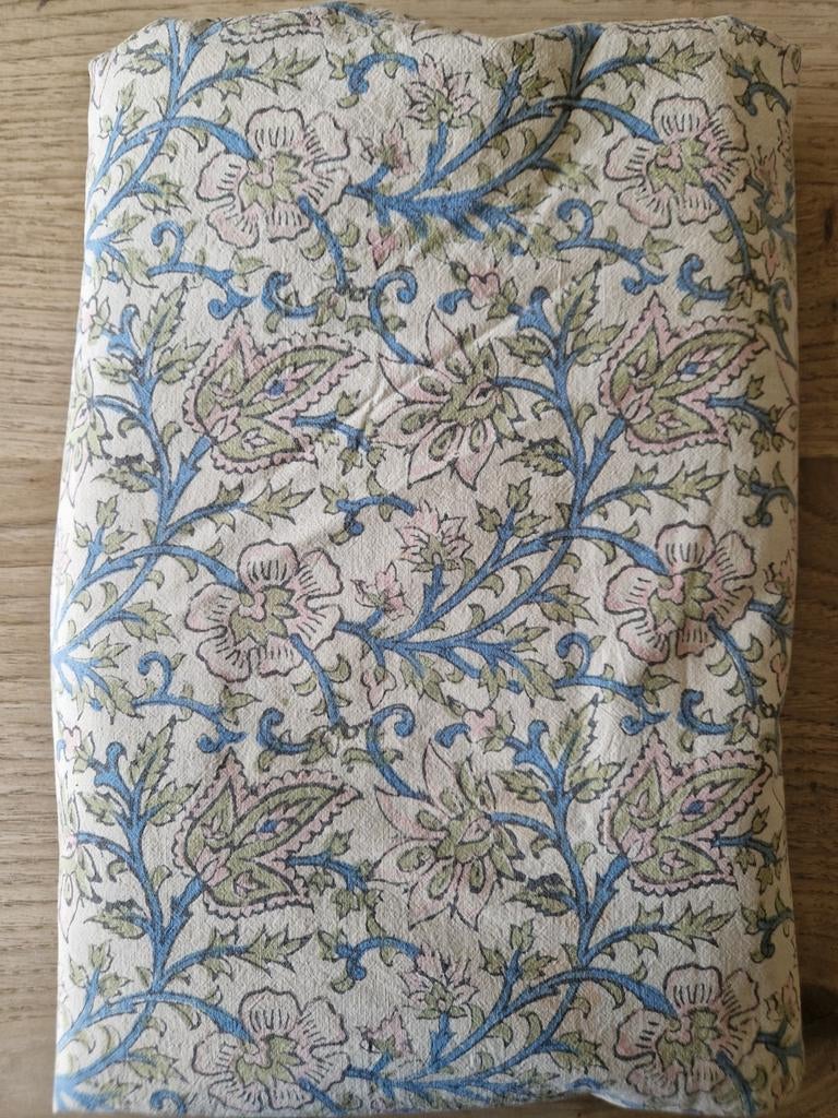 Vintage Indiase blockprint katoen sprei 260x 240 India plaid, Gebruikt, 200 cm of meer, Ophalen of Verzenden, 200 cm of meer