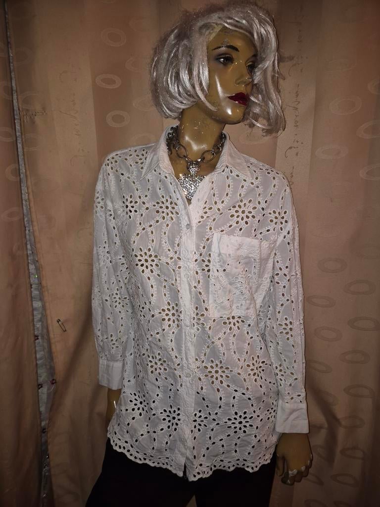 Witte blouse met borduursel zara maat S zgan, Kleding | Dames, Blouses en Tunieken, Ophalen of Verzenden, Zo goed als nieuw, Maat 36 (S)