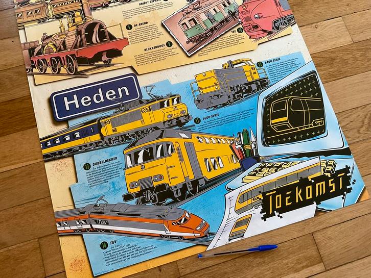 schoolplaat spoorwegen / design, Verzamelen, Spoorwegen en Tramwegen, Trein, Kaart of Prent, Ophalen