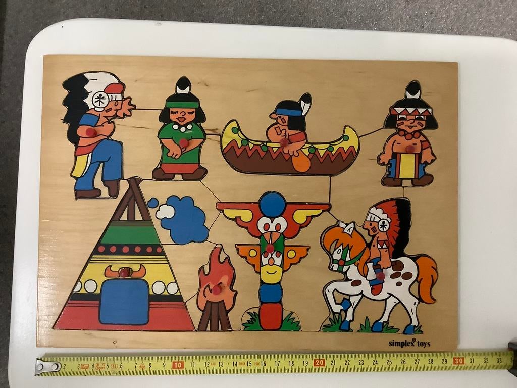 Puzzel Simplex met + zonder knopjes motoriek Indianen Wigwam, Ophalen of Verzenden, Zo goed als nieuw