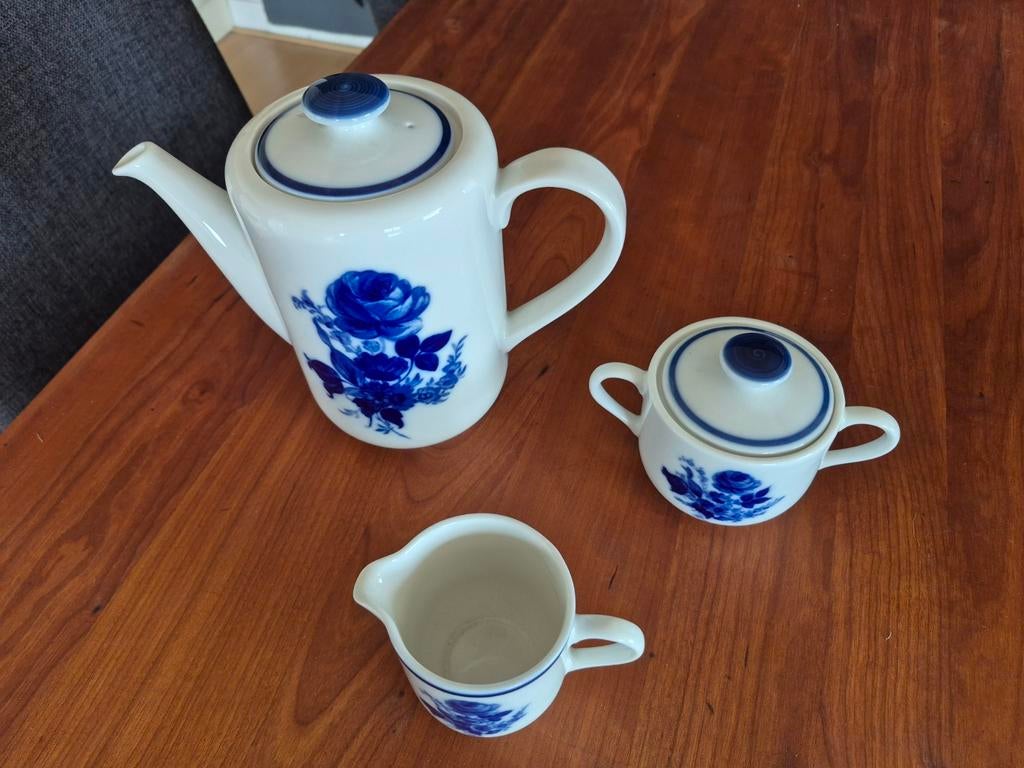 Vintage Winterling Bavaria Koffie Servies Blauwe Roos Deco, Ophalen of Verzenden