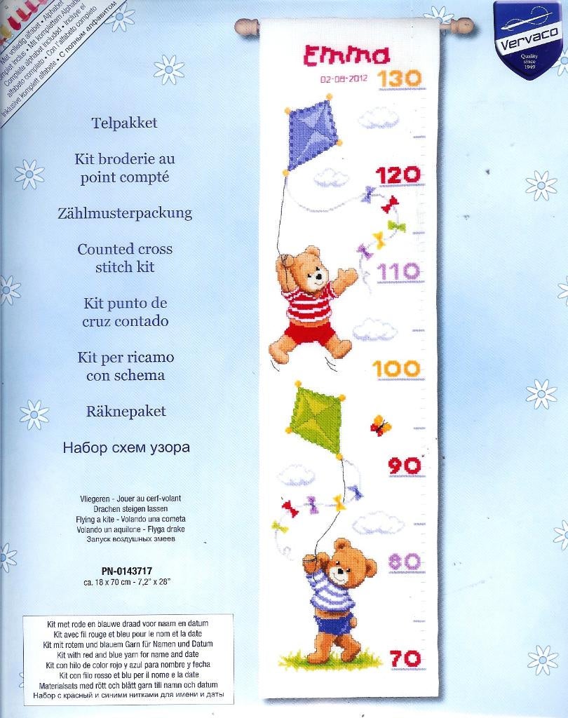 Cado vervaco borduurpakket groeimeter  Vliegeren, Ophalen of Verzenden, Nieuw, Handborduren, Borduurpakket