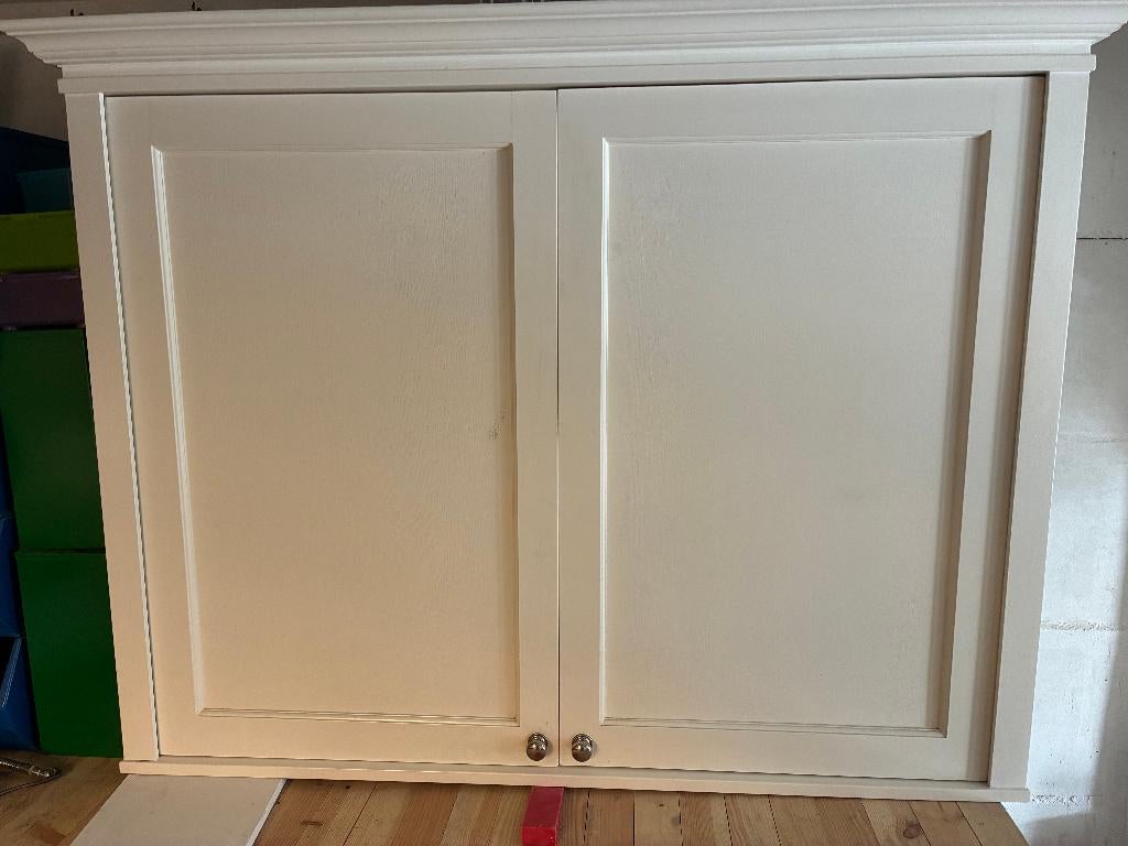 Witte Keukenkast met eiken deurtjes., Ophalen, Wit, 50 tot 100 cm, Zo goed als nieuw