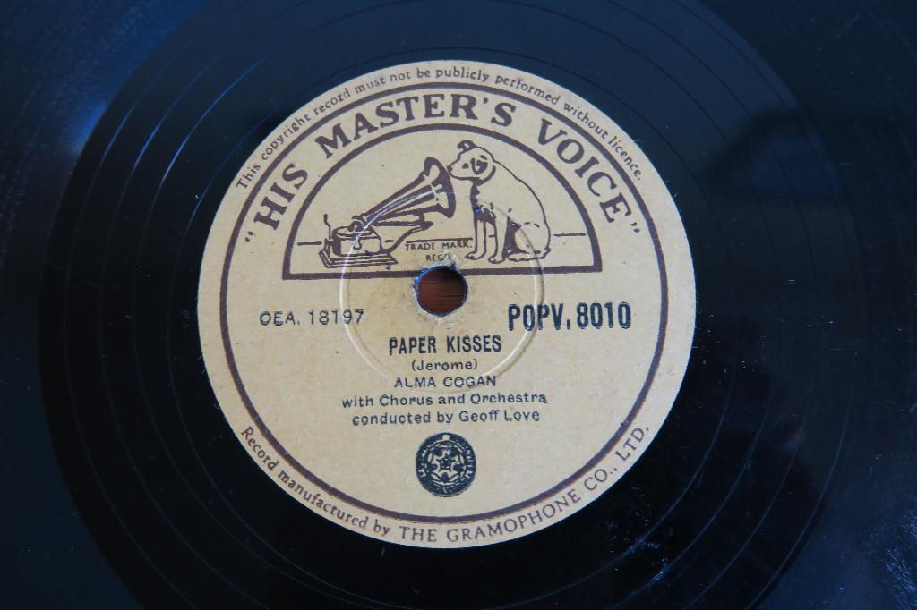 Alma Cogan Paper kisses 78 toeren 78rpm schellak grammofoon, Gebruikt, 10 inch, Overige typen, Ophalen of Verzenden