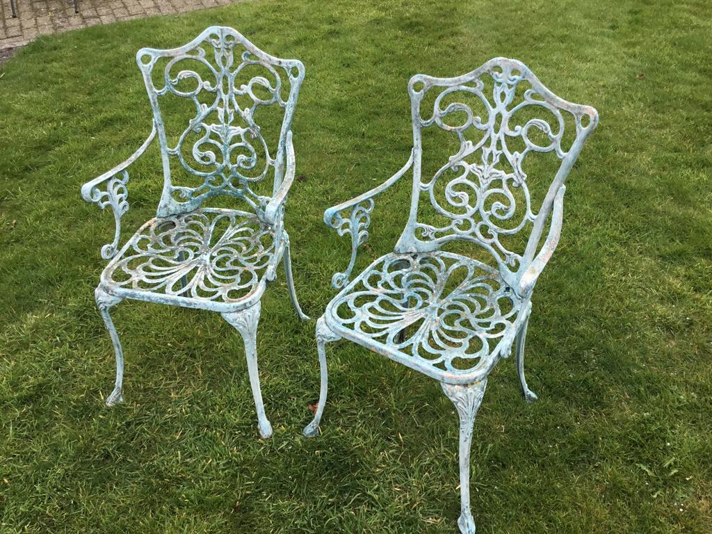 gietaluminium bistro stoelen, Ophalen, Gebruikt, Aluminium