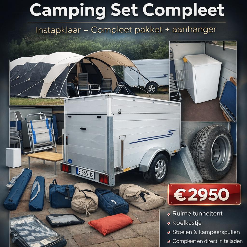 ANSSEMS bagagewagen + complete kampeeruitrusting, Caravans en Kamperen, Vouwwagens, Meerkleurig, Tot en met 6, Ophalen, Overige merken