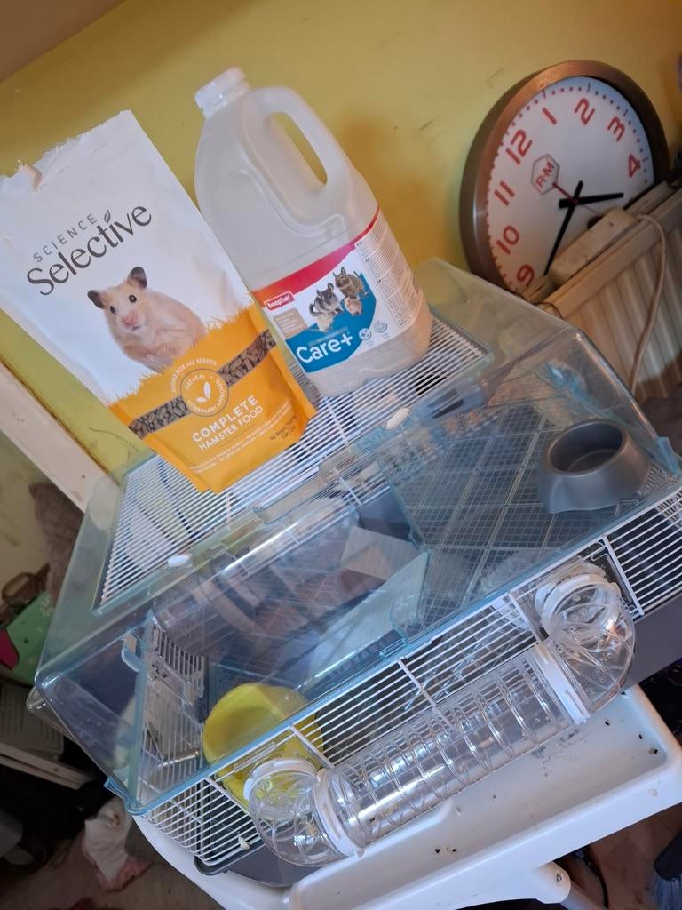 Hamsterkooi met toebehoren, Dieren en Toebehoren, Kooi, Minder dan 75 cm, Zo goed als nieuw, Ophalen