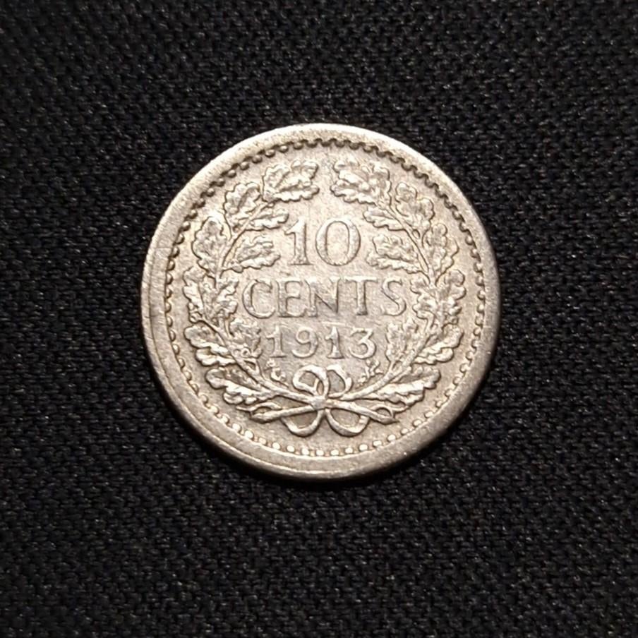 10 cent 1913, Verzenden, Zilver, 10 cent, Koningin Wilhelmina