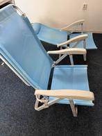 2x Blauwe opvouwbare strandstoelen ligstoelen met kussen, Ophalen, Gebruikt