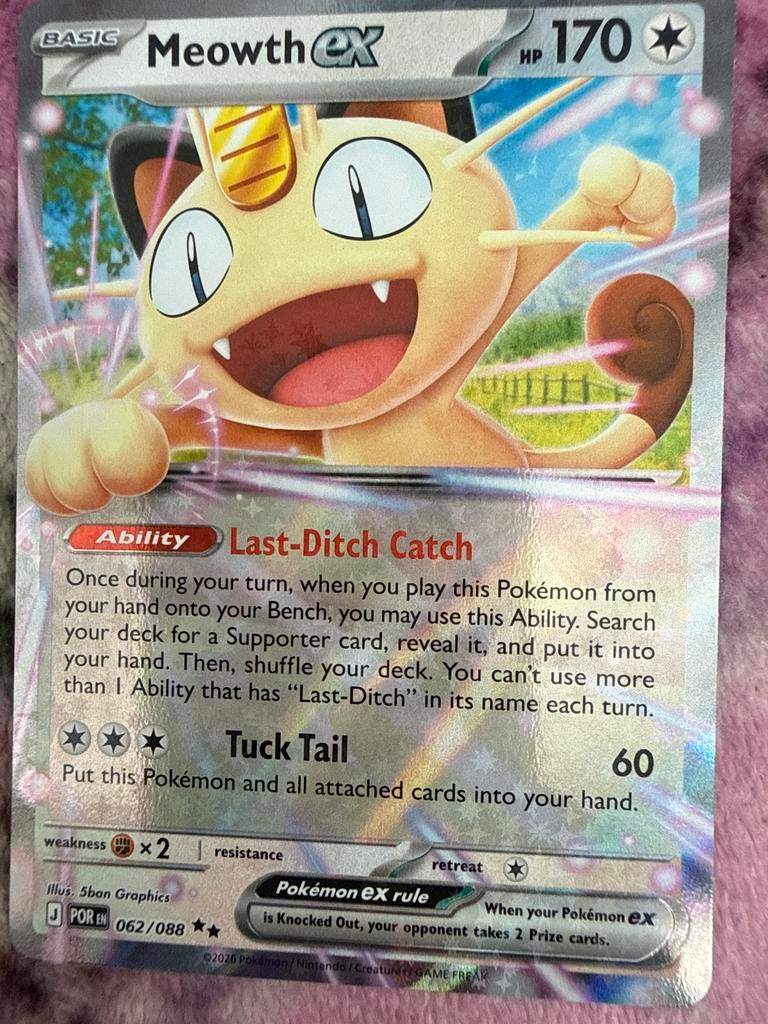 Meowth ex Pokémon kaart 062/088, Ophalen of Verzenden, Gebruikt, Losse kaart, Foil