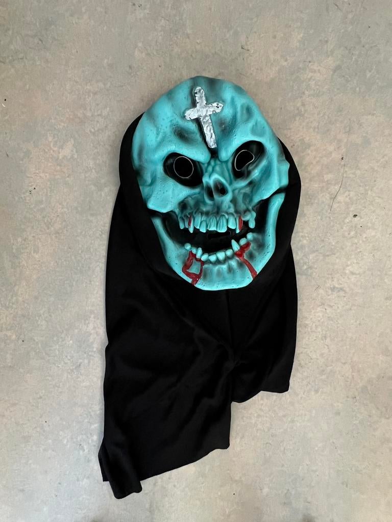 Masker doodshoofd, turkoois, Ophalen, Gebruikt, Jongen of Meisje