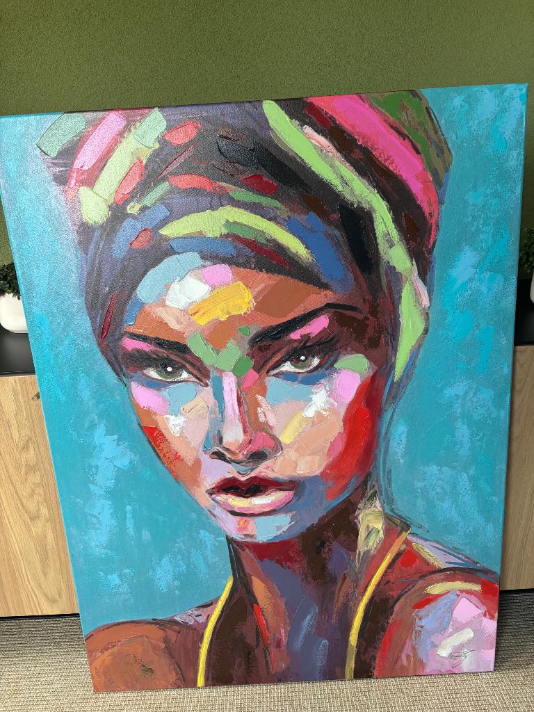 Te koop: groot canvas schilderij vrouw, Ophalen, Nieuw, Schilderij, 75 cm of meer