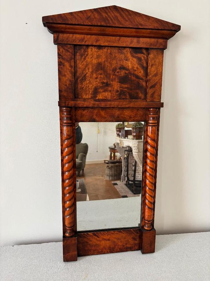 Antieke mahonie spiegel, Antiek en Kunst, Antiek | Spiegels, Rechthoekig, Ophalen