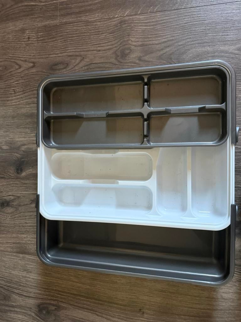 Uitschuifbare Bestekbak voor Lades - Crème/Grijs, Beige, Overige typen, Kunststof, Nieuw