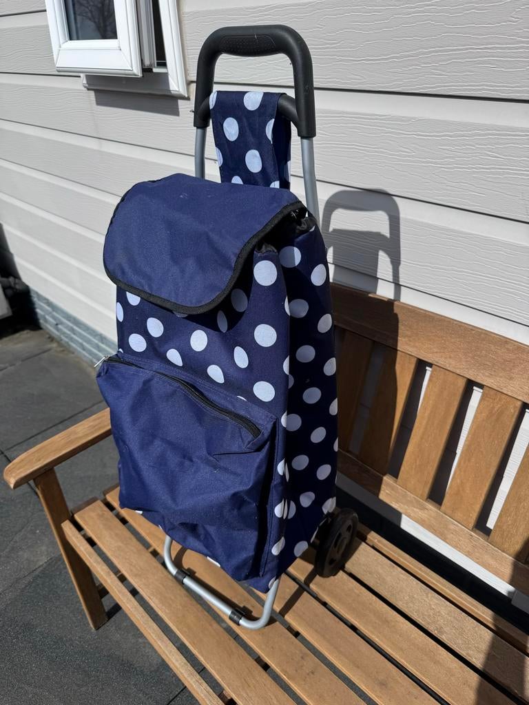 Boodschappen trolley blauw met witte stippen, Hobby en Vrije tijd, Overige Hobby en Vrije tijd, Ophalen of Verzenden, Gebruikt
