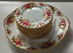 Royal albert country roses gebakschaal met 12 bordjes, Ophalen of Verzenden, Zo goed als nieuw, Bord(en), Overige stijlen