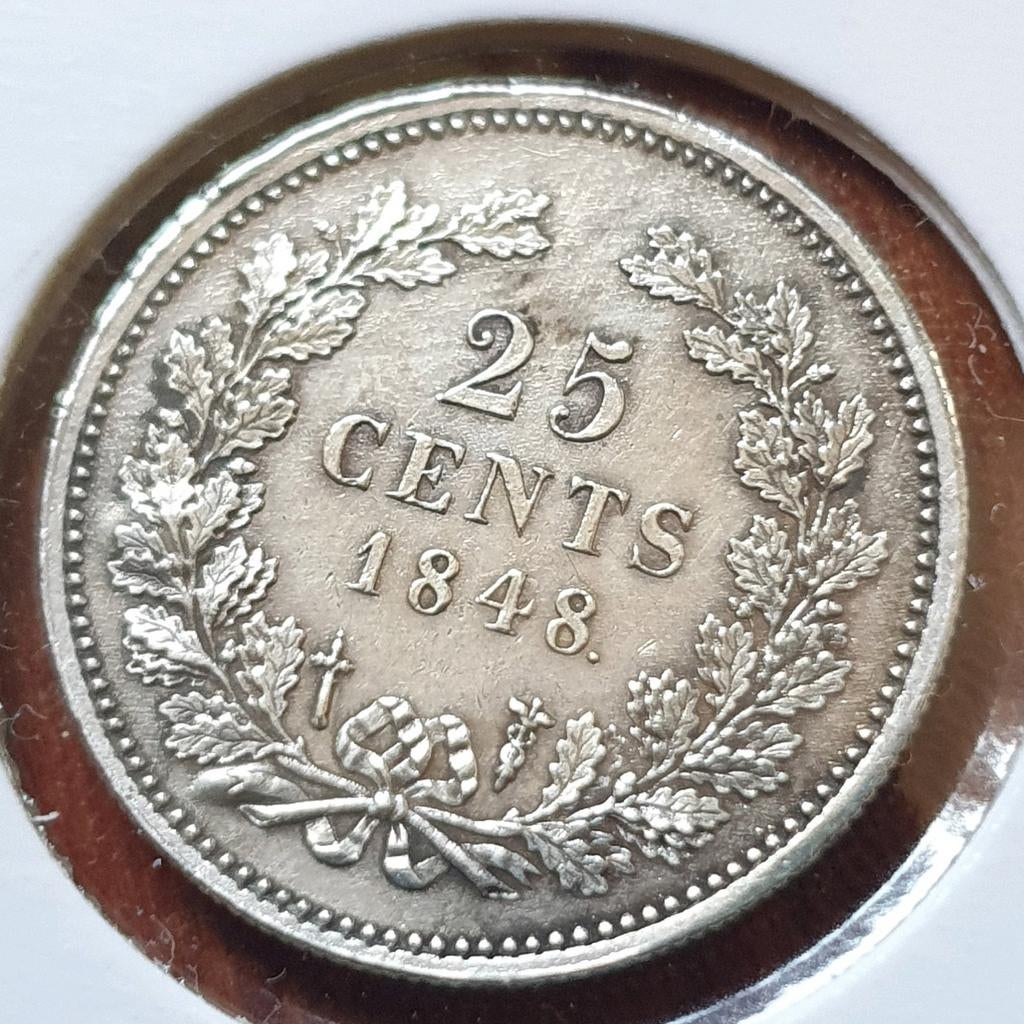 Willem 2 25 cent 1848 unc?, Postzegels en Munten, Munten | Nederland, Zilver, 25 cent, Ophalen of Verzenden, Losse munt