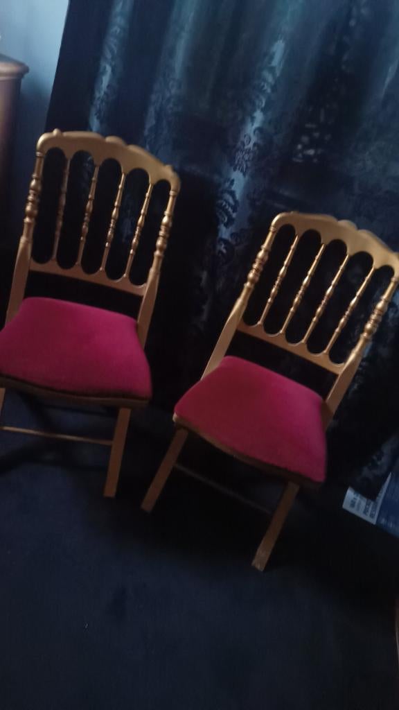 Set van 2 antiek franse theater stoelen, Huis en Inrichting, Stoelen, Ophalen, Twee, Overige kleuren, Zo goed als nieuw