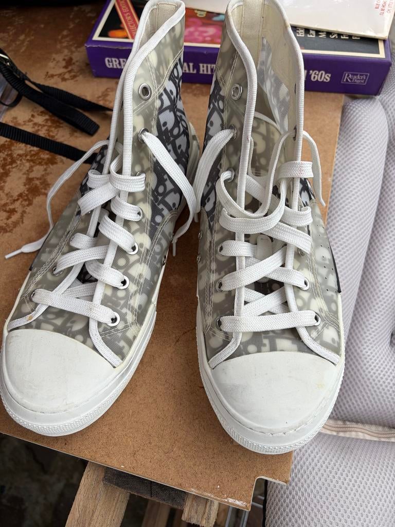 Dior Oblique B23 High-Top Sneakers, Kleding | Dames, Schoenen, Ophalen of Verzenden, Gedragen, Wit, Sneakers of Gympen