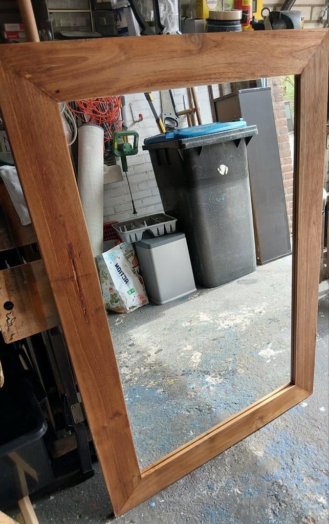 Grote spiegel met houten lijst 120 x 80 cm, Ophalen, Rechthoekig