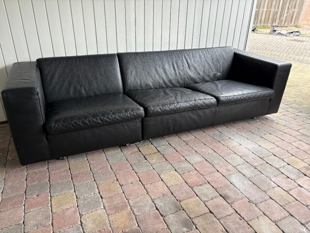 Bankstel, Huis en Inrichting, Banken | Bankstellen, Ophalen, Gebruikt, Leer, 75 tot 100 cm